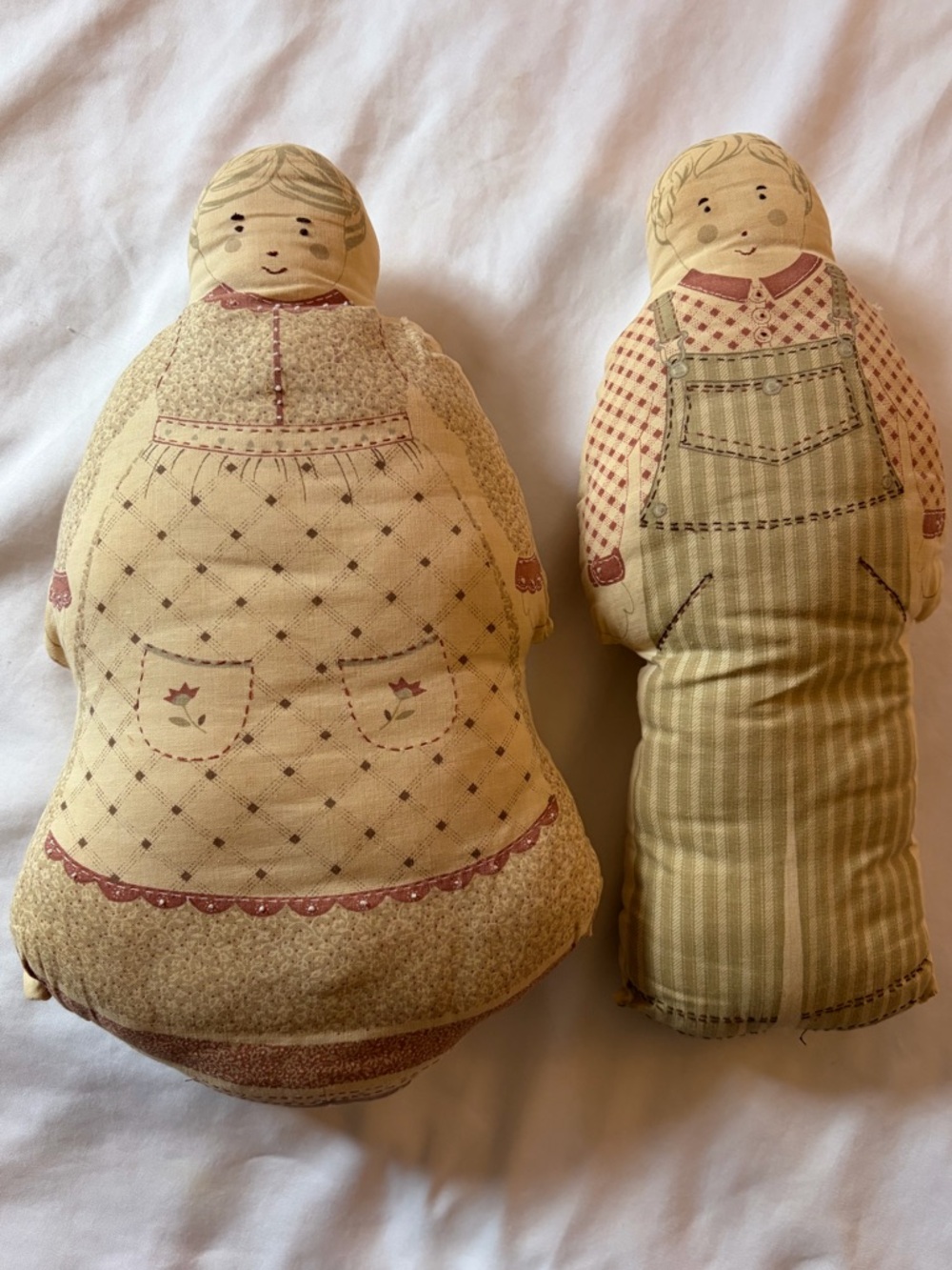 Vintage Primitive Folk Art Stuffed Cloth Dolls  Country Farmhouse Handmade Decor